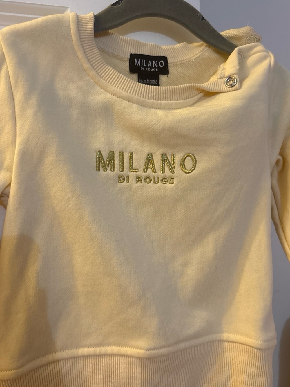 Milano Di Rouge Kids Yellow Crewneck Sweatshirt with Gold Logo